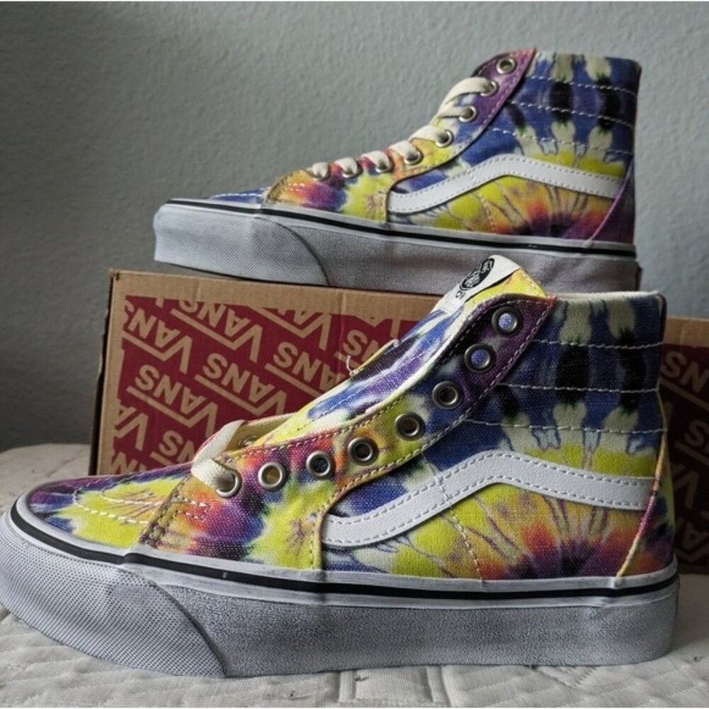 Vans Sk8 Hi Tapered Washed Tie Die Women Size 7 Yellow White VNOA4U1619X 112025 - Picture 3 of 11